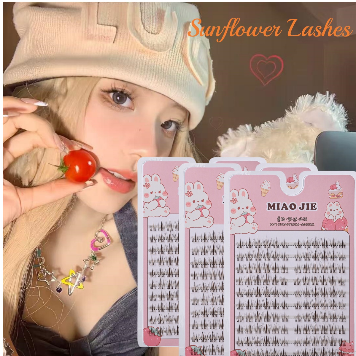 Eyelash Extension In Chinese - MIAOJIE Brown Sunflower False Eyelashes Black