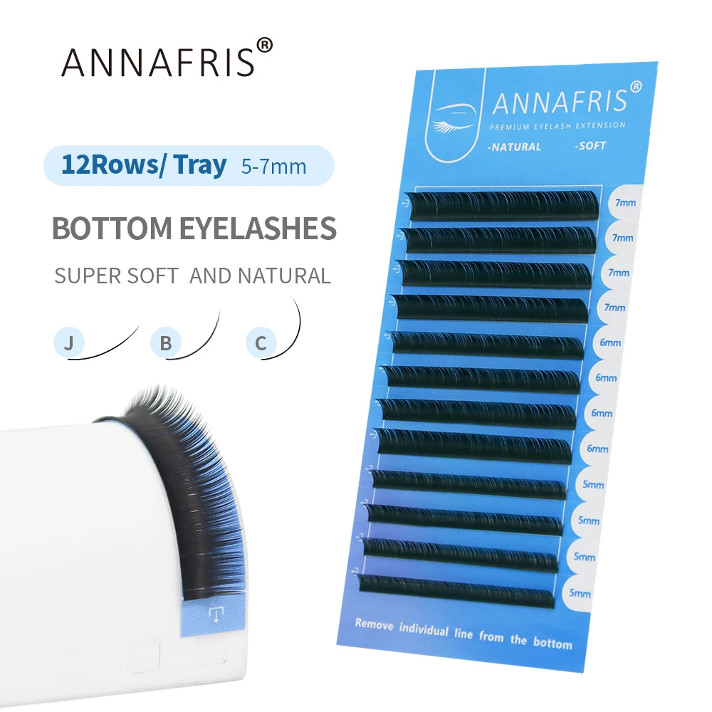Eyelash Extension C Curl - ANNAFRIS Lower Lashes 5-7mm Mix Individual