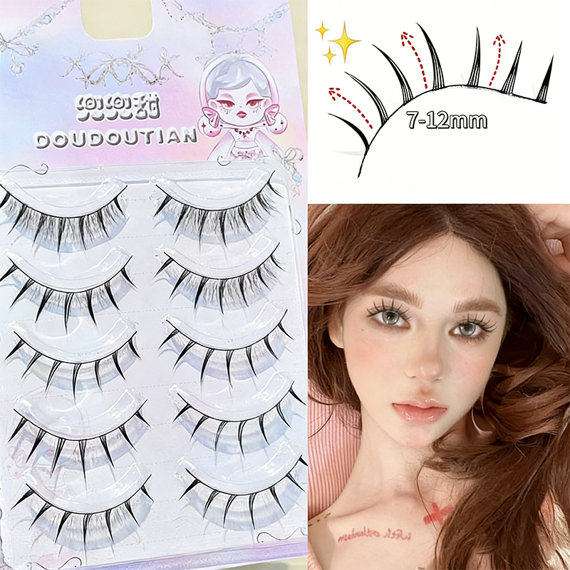 Eyelash Extension Douyin - Doudoutian 5 Pairs Natural Manga Lashes,