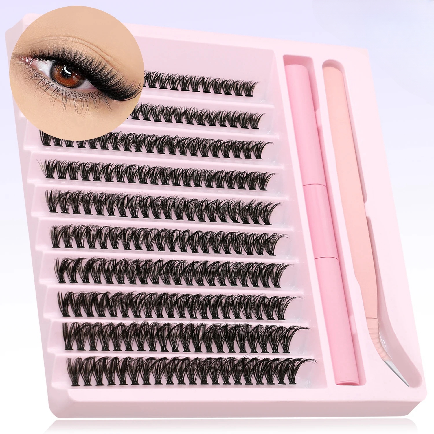 Eyelash Extension C Curl - Natural Cluster 200pcs Lashes Set -