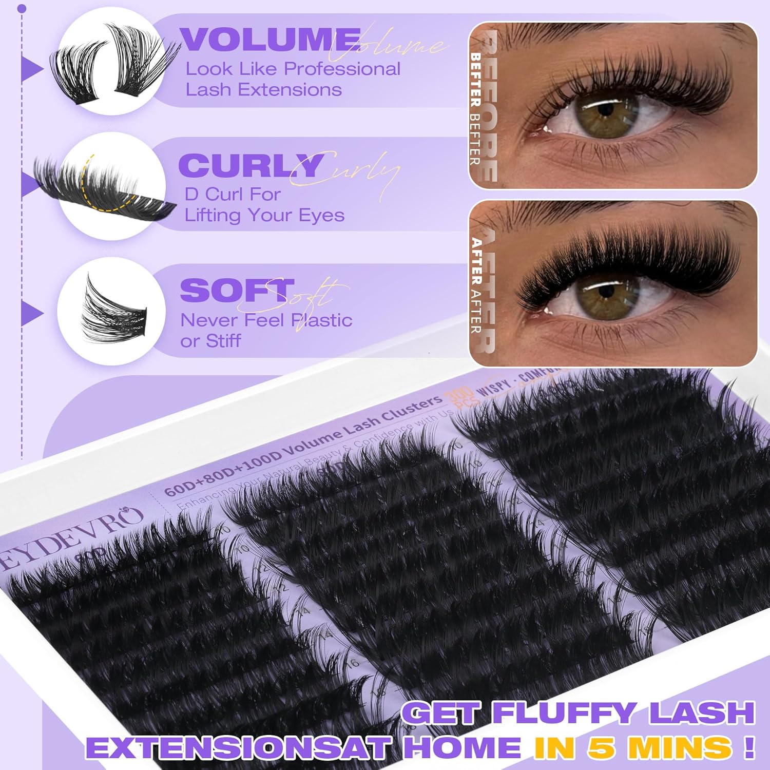 Volume Lash Clusters Kit 60D80 - Eyelash Extension Images Free recension och pris