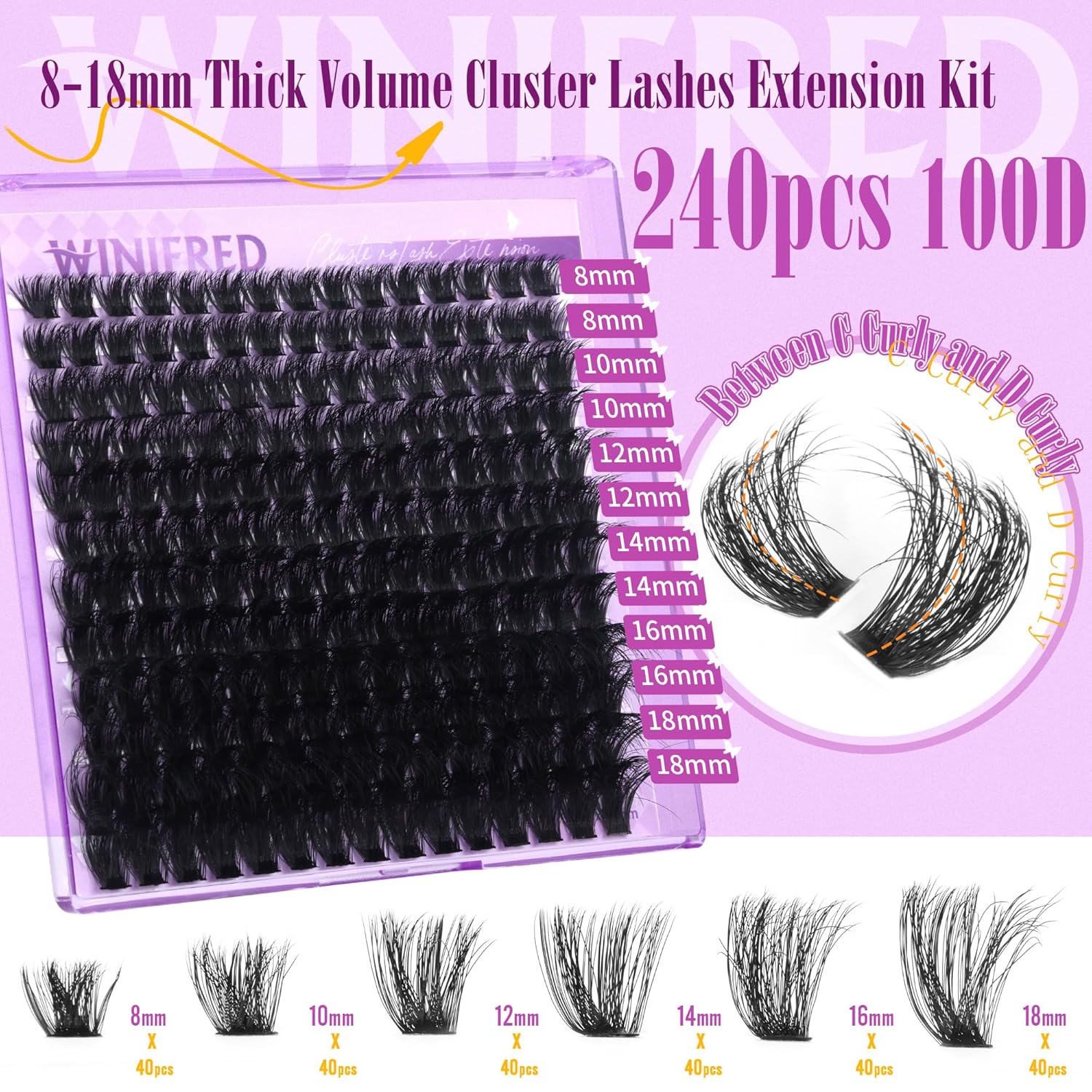 Thick Lash Clusters Kit 100D V - Eyelash Extension Images Free recension och pris