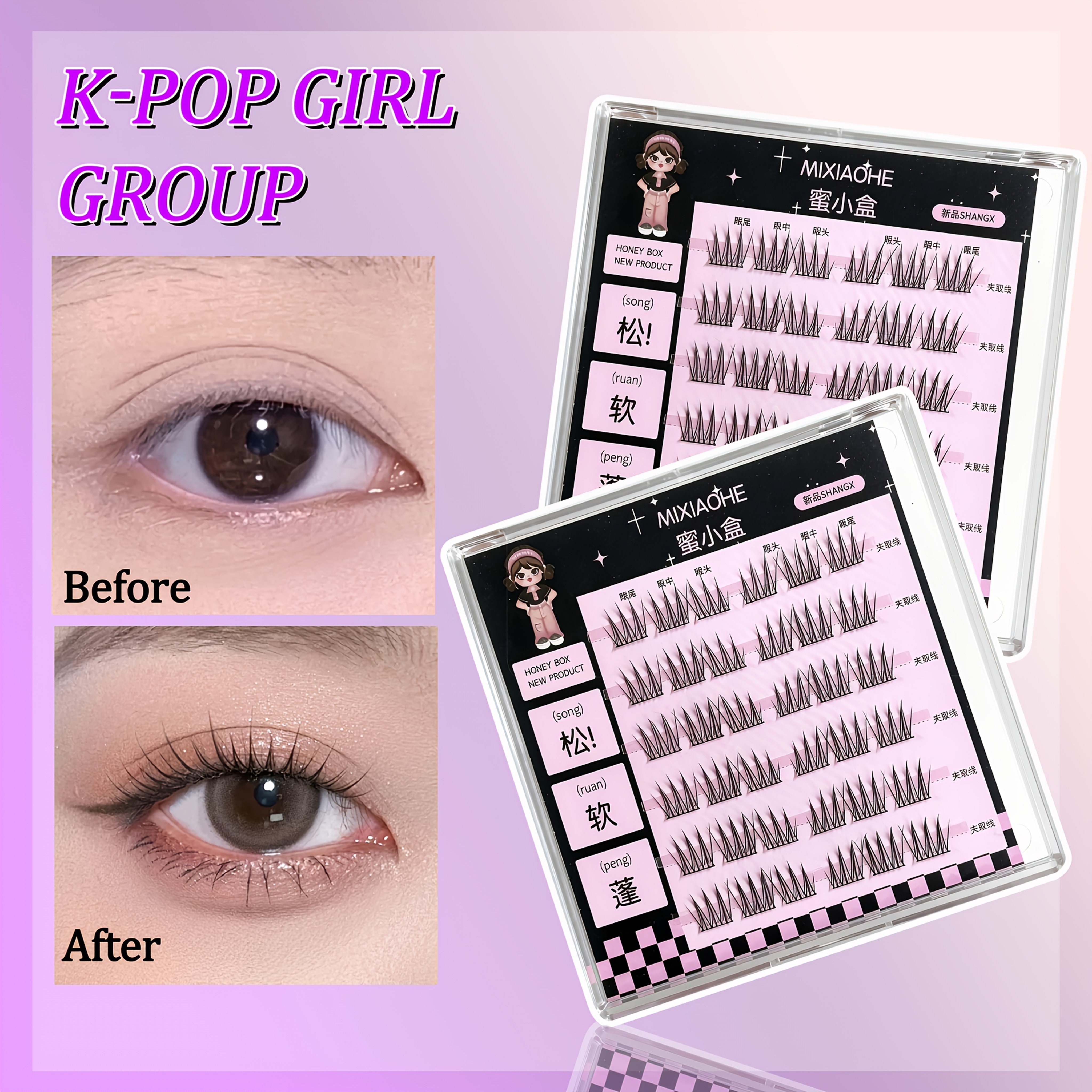 Mixiaohe K Pop Glue Free Clust - Eyelash Extension C Curl recension och pris